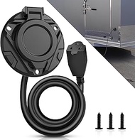 15A AC Port Plug with Power Inlet Socket, 125V Shore Power Inlet with 20 Inch Extension Cord, Waterp