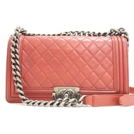 二手香奈兒Boy Chanel鏈條單肩包，單肩包，斜背包，品牌，粉紅色
