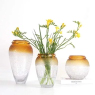 HJM-Nordic Light Luxury Gradient Color Ice Cracked Transparent Glass Vase Flower Arrangement Living 