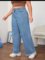 SHEIN Plus palazzo Raw Hem Wide Leg Jeans