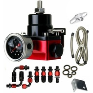 Black-Red Adjustable Universal Aluminum Fuel Pressure Regulator Kit EFI Bypass Return 0-100psi Gauge
