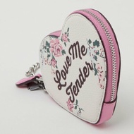 【COACH】心型皮革零錢包-花卉