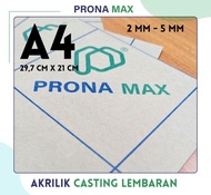 AKRILIK A4 (2mm-5mm) / AKRILIK LEMBARAN A4 BENING / PRONAMAX AKRILIK