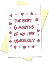 Half A Year Anniversary Card for Her Him, 6 Month Aday Gift, Romantic Anniversary Day Card, 6 Month 