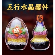 SG~ ️5 Elements Glass Hulu with Natural Crystal Stone 五行天然水晶葫芦