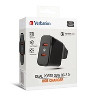 100%全新 🌟香港行貨 門市現貨⭐Verbatim - Dual Ports 36W QC3.0 USB 充電器