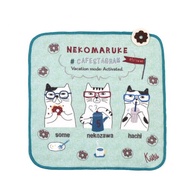 Kusuguru Japan紗布絨手帕 毛巾 日本眼鏡貓 NEKOMARUKE系列-綠色