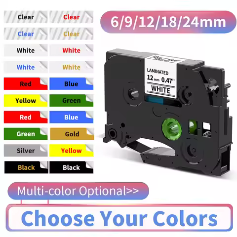 6/9/12/18/24mm TZe-231 Compatible Brother Label Tape TZe-231 TZe-241 TZe-251 TZe-335 for Label Print