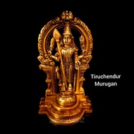Tiruchendur Murugan / Thiruvachi Kartikeya Statue Brass Antique Finish Murugan Brass Sculpture