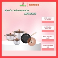 Bộ nồi chảo Nanoco NCWS850 4 món inox 304 Bảo hành 24 tháng - HCM