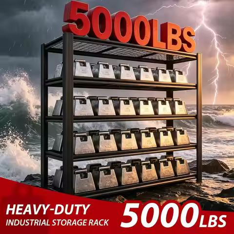 5000LBS Heavy Duty 5-Tier Adjustable Metal Garage Shelving, Tool-Free Easy Assembly Storage Shelves 