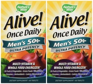 Alive! Once Daily Men's 50+ Multivitamin, Ultra Potency, Food-Based Blends (291mg per serving), 60 T