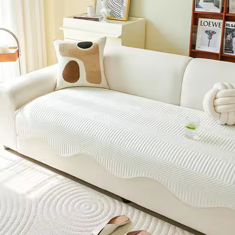 Ice Silk Summer Sofa Cover Creamy Wind Couch Cushion Cooling Non-Slip Corner Couch Towel for Living 