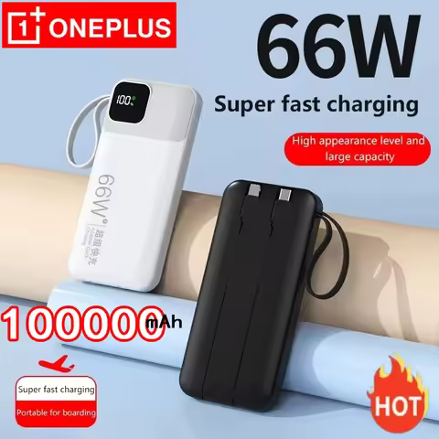 Oneplus Super Fast Charging 66w Power Bank 100000mah With Built-in Cable Standard Large Capacity Por