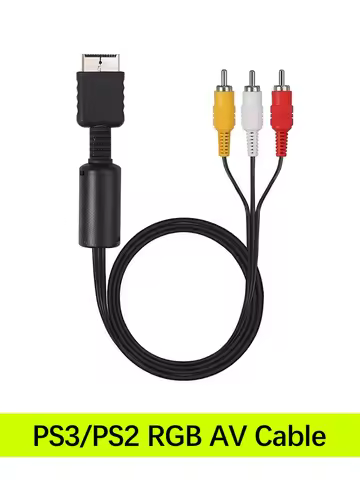 6ft/1.8m PS3/PS2/PS1 TV Connection Cable,PS2/PS3 RGB AV Cable (Dock to RCA Cable),PS2 Audio Video Ca