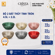 SET OF 2 ROUND GLASS BOWL 4.5L + 2.2L CRISTA HOME - 60228