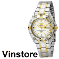 [Vinstore] Seiko 5 Sports SNZB24J1 Automatic Japan Made 100M Two Tone Stainless Steel White Dial Men Watch SNZB24J SNZB24