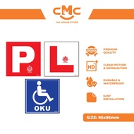 CMC951-953 Sticker P/L OKU Motor Sticker (95x95mm) Ukuran JPJ Sticker Motor P Sticker L Sticker OKU 