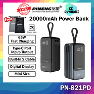 Pineng PN-821 20000mAh Powerbank Mini 65W Powerbank Built-In Cable Power Bank Original Pineng PowerB