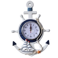 Anchor Clock Beach Sea Theme Nautical Ship Wheel Rudder Steering Wheel Decor Wall Hanging Decoration