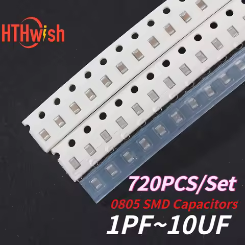 720PCS/Lot 0805 SMD Capacitors set 1PF~10UF 36 Values 0805 Capacitor Assorted Kit 1PF 4.7PF 6.8PF 10