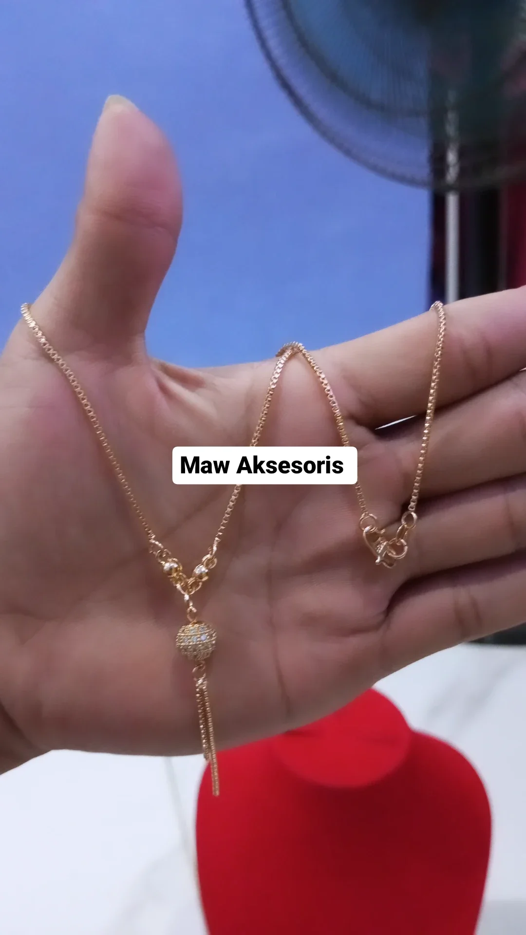 Cute Jewelry Kalung Koye Liontin Bulat Rumbai Full Permata Solitaire Gold Terbaru Kekinian