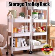 3 Tier Multifunction Storage Trolley Rack Office Shelves Home Kitchen Rack With Wheel Rak Troli