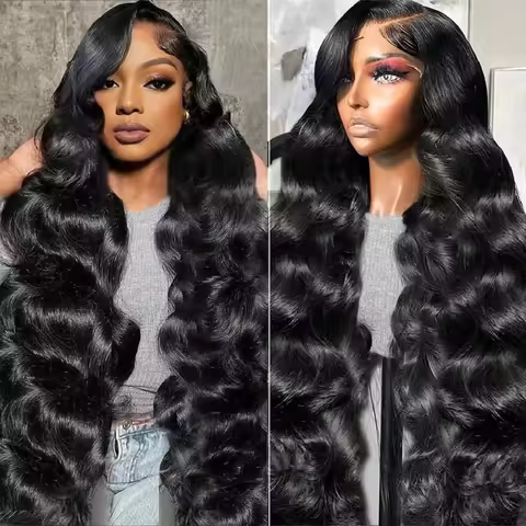 42 44 Inch 14x6 HD Transparent Body Wave Lace Front Wig 13x6 200% Pre plucked Raw Lace Frontal 100% 