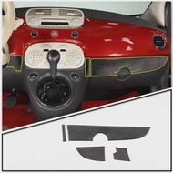 4PCS Carbon Fiber Car Dashboard Panel Decorative Sticker Trim Accessories For Fiat 500 Abarth 595 20