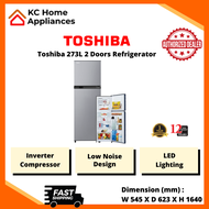 Toshiba 273L 2 Doors Fridge | No Frost | Low Noise Design | Twist Ice Maker | LED Lighting | GR-B31M