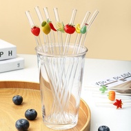 Gift Fruit Cherry Matching Transparent Cup Shape Cola Strawberry Series Straw Lemon Supply Glass 2J9