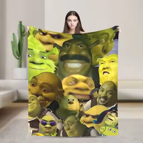 Pun mein swampf S-shreks Soft Blanket Decorative Plush Throw Blanket Pattern Living Room Flannel Bed