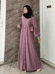 KV.GROSIR Dress Gamis ZAHRA Crinkle Airflow Bordir Premium Terbaru | Dress Wanita Polos Mix Bordir B