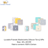 Luvable Friends 6 Pc Washcloths (Woven Terry) 05972/05973