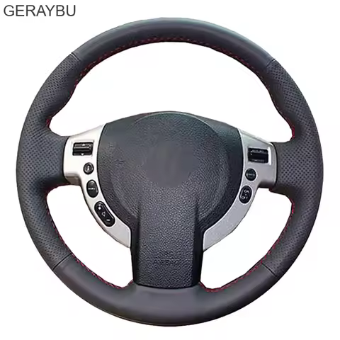 Black Car Steering Wheel Cover Customiz for Nissan QASHQAI X-Trail Nissan NV200 Rogue Artificial Lea