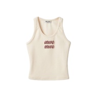 MIU MIU FW23 Tank Top Womens Ecru MJT682-14AS-F0HAT-S-OOO