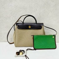 Hermes herbag31  風衣灰拼色 金扣