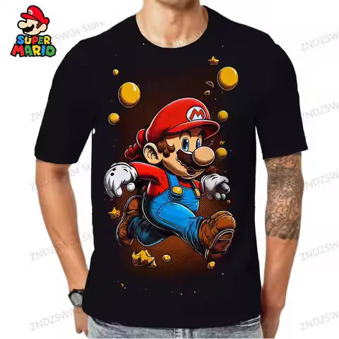 Super Mario Anime Men's Children's T-Shirt 2024 Quick Dry Parent-child Wear T-shirts Summer 3D Print