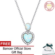 BAMOER สร้อยคอแท้100% 925เงินสเตอร์ลิงส่องแสง CZ Choker สร้อยคอรูปหัวใจจี้สร้อยคอสำหรับเครื่องประดับ