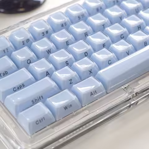 Jelly Crystal Keycaps Korean Russian Keycap Set Side Engraved Pink Blue 113keys DIY Mechanical Keybo