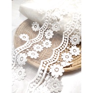 220MM Embroidery Lace Border Lace Trim Wedding White Fabric Putih Baju Kurung Kebaya Kain Renda Kahwin Borong [1 Yard]