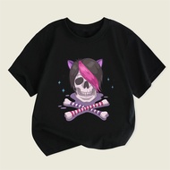 Scary Skeleton Bones Print Kids Halloween T-Shirt Funny Cartoon Short Sleeve Spooky Costume Outfit