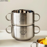 LUCKYSTORE Kid Bowl, 316 Stainless Steel Double Layer Insulation Children's Food Bowl,  Cute Pattern