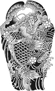 Temporary Tattoos,Japanese Style Dragon Waves,Dragon Tattoos,Real Tattoo Look,Resilience,Lasts 1-2 W