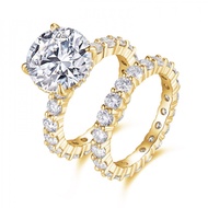 Moissanite Ring 5CT D Color Round Cut 925 Sterling Silver 18K Gold Plated Women Wedding Jewelry