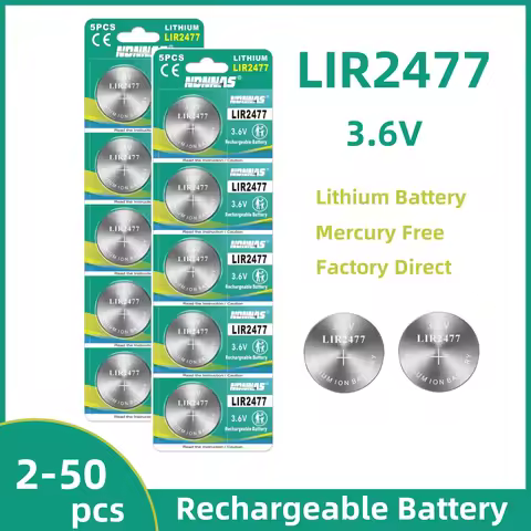 2-50pcs LIR2477 Rechargeable Battery 200mAh 3.6V Lithium Button Cell Battery can replace CR2477 for 