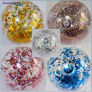 AMAZ Inflatable Glitter Beach Ball Pvc Floatable Confetti Beach Ball Toy For Swimming Pool Beach Party