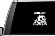 Chillin Skeleton Sarcastic Humor Funny Quote Window Laptop Vinyl Decal Decor Mirror Wall Bathroom Bumper Stickers for Car 6 Inch