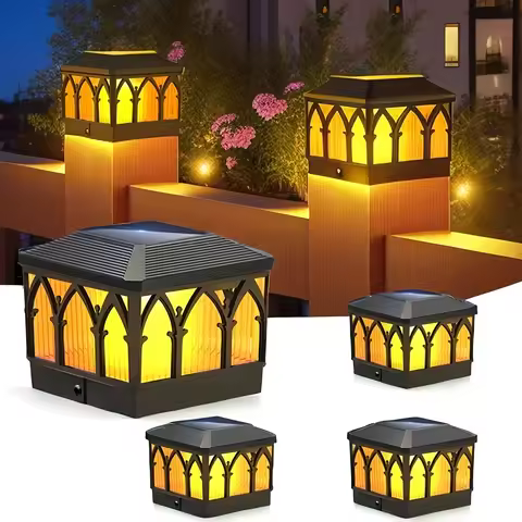 4/8 Pack Solar Flame Post Cap Lights, 2 Modes (Flame/Warm), IPX5, Fit 3.5x3.5/4x4 Posts, for Deck/Fe