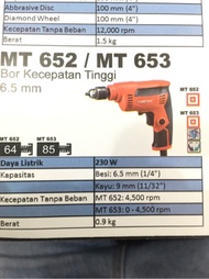 MT653 MESIN BOR TANGAN ELECTRIC DRILL 6,5mm 6.5 mm MT 653 MAKTEC
